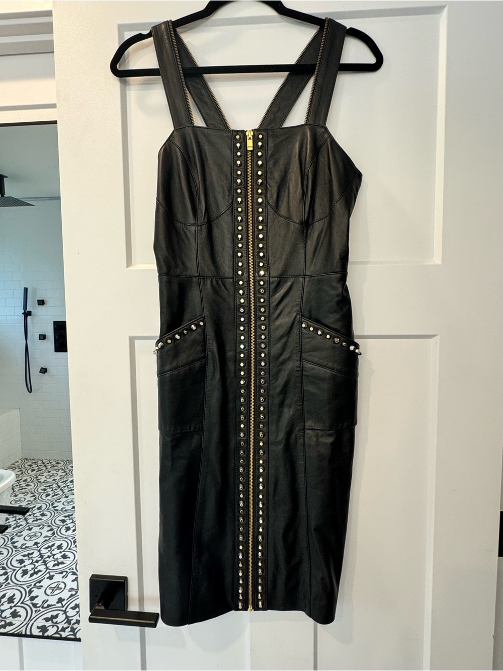 NWOT - AS by DF Real Leather Studded Stevie Dress